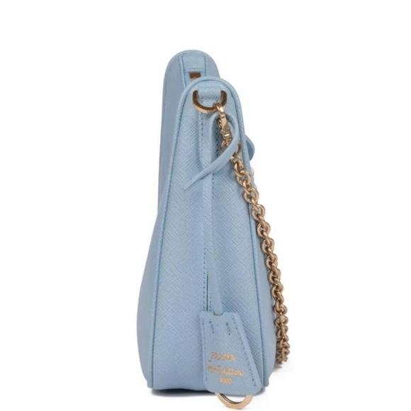 MSRP $2,600 New!! Authentic Prada Re-Edition 2005 Saffiano Leather Bag Baby Blue - Picture 7 of 16